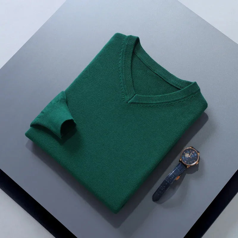 Men Cashmere Sweater Autumn Winter Soft Warm Jersey Jumper  Pull Homme Hiver Pullover V-Neck Knitted Sweaters