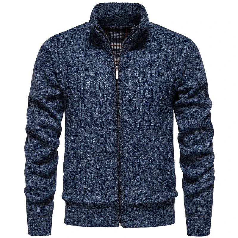 Men Cardigan Sweaters 2024 Autumn Winter New Warm Cashmere Wool Zipper Stand-up Collar Casual Knitwear SweaterCoat Mens Clothes