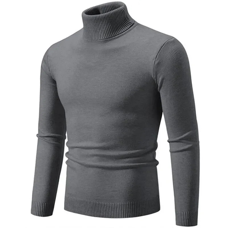 2024 Men's High Neck Sweater Solid Color Pullover Autumn And Winter Turtleneck Warm Bottoming Shirt Casual Woolen Sweater 5XL-M