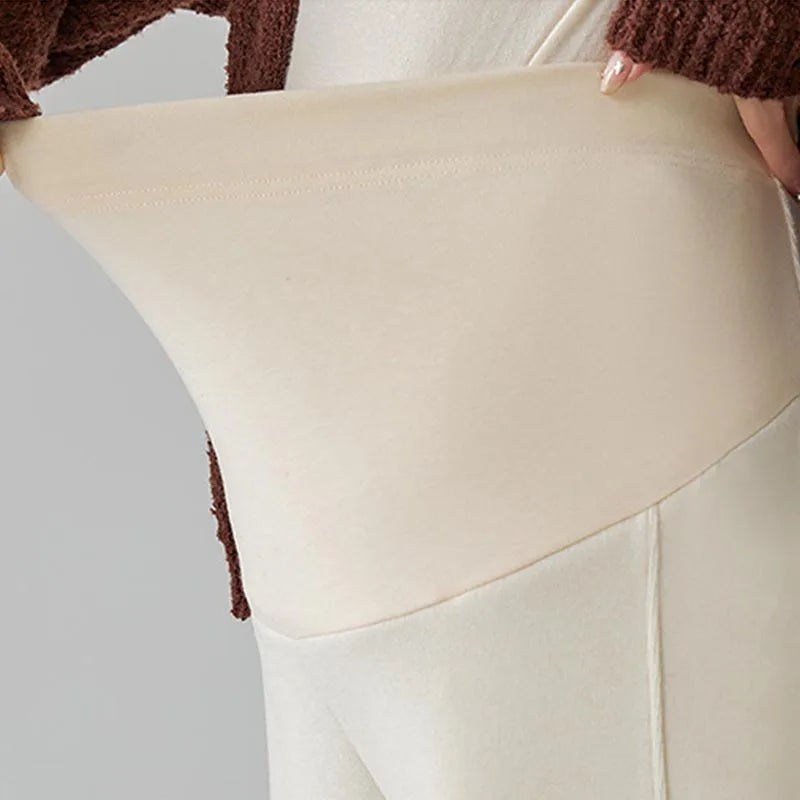 Maternity Pants Fleece-Lined Wide-Leg Sweatpants Autumn/Winter Casual Straight-Leg Pants Underwear Base Trousers For Pregnant