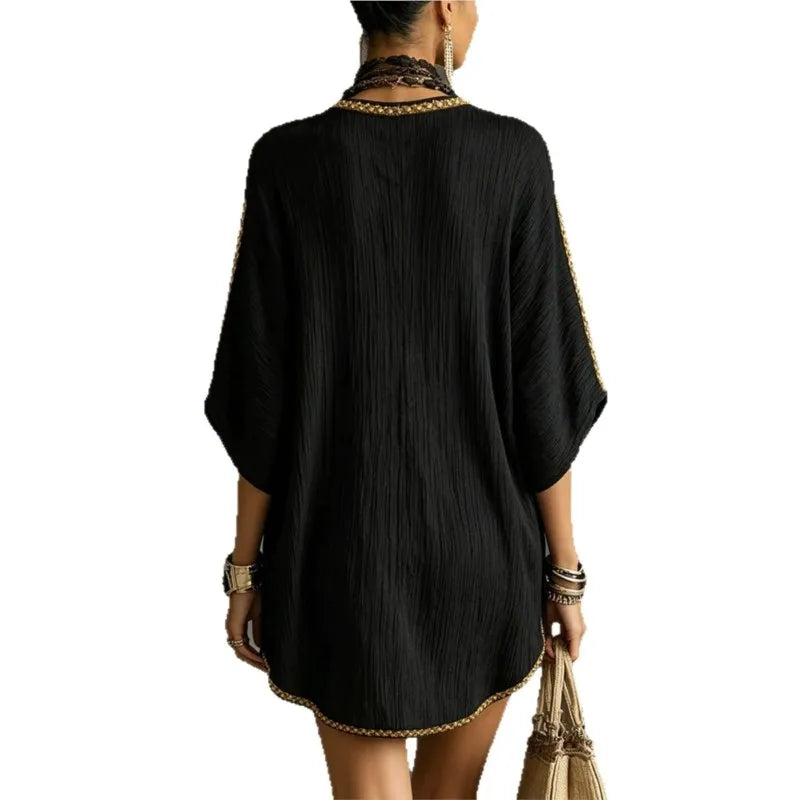 Fashion Summer Dresses For Women Batwing Sleeve Loose Party Short Dress Women Sexy Deep V Neck Bohemian Dress