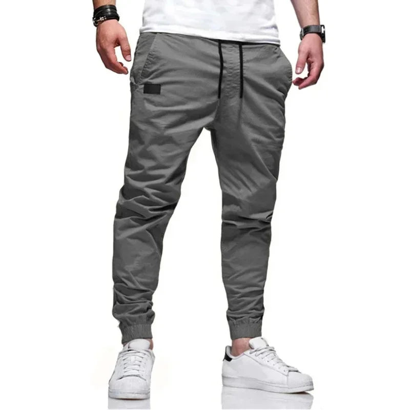 Spring Autumn New Cargo Pants Men's Fashion Sports Cargo Pants Solid Color Sweatpants Joggers Woven Pants Casual Male Trousers
