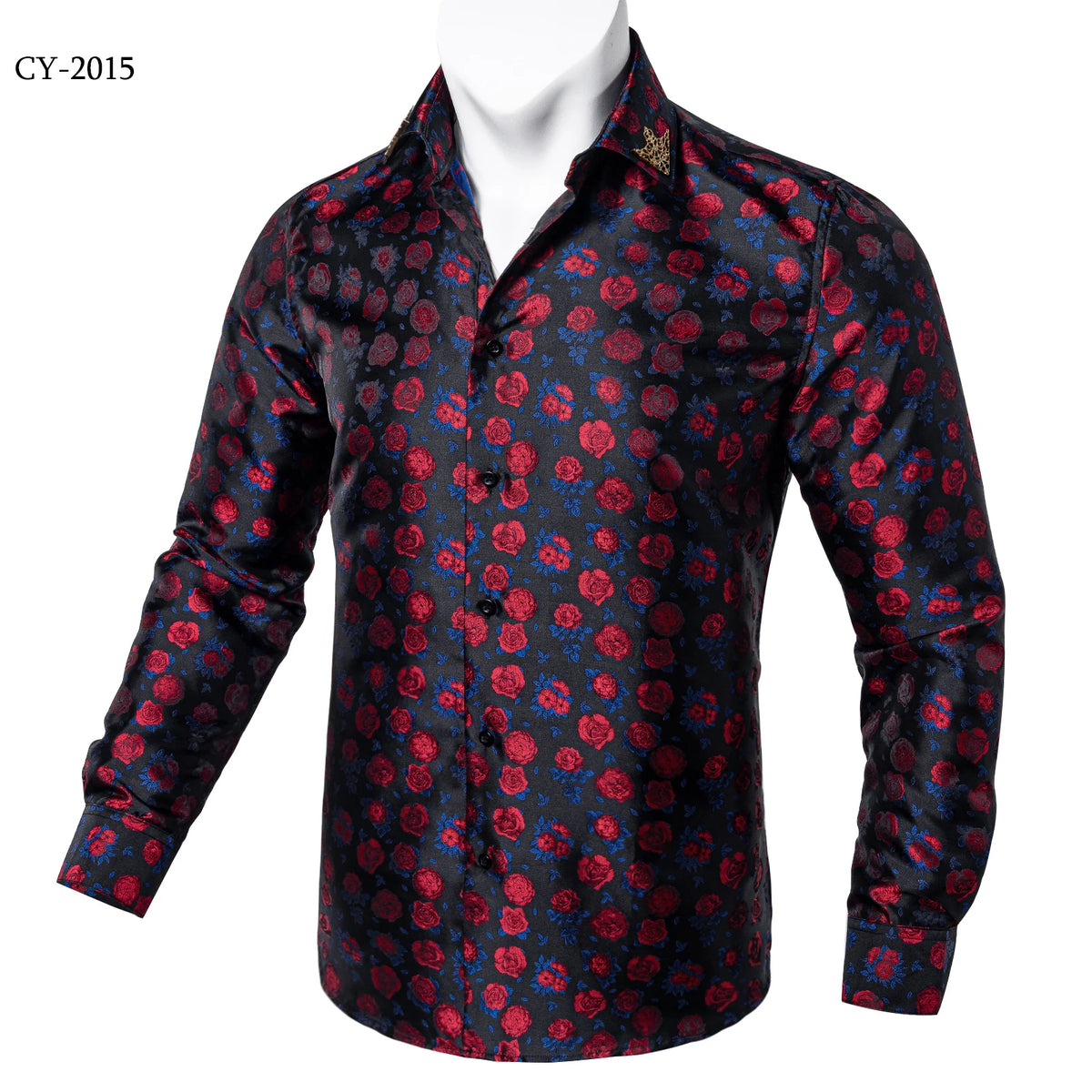 Brand New Men's Royal Blue Business Shirts Luxury Fashion Paisley Long Sleeve Turn-Down Collar Social Shirt Male Casual Blouse