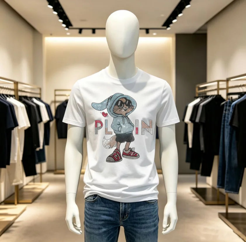 High Quality Designer Streetwear Rhinestone T-Shirt For Men New Designer Top Brand Men Tshirts