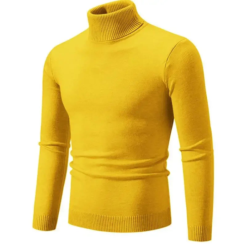 2024 Men's High Neck Sweater Solid Color Pullover Autumn And Winter Turtleneck Warm Bottoming Shirt Casual Woolen Sweater 5XL-M