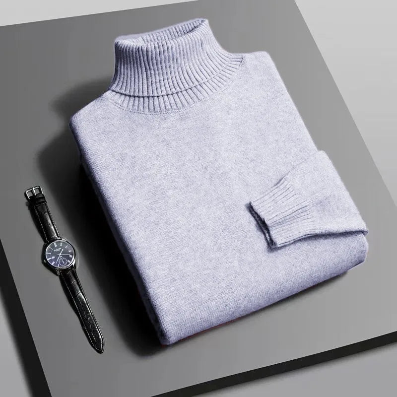 Animal Game Mens Knitwear Winter Turtleneck Sweater Slim Fit Long Sleeve Pullover Solid Trend Men Outdoor Coats Cold Blouse Man
