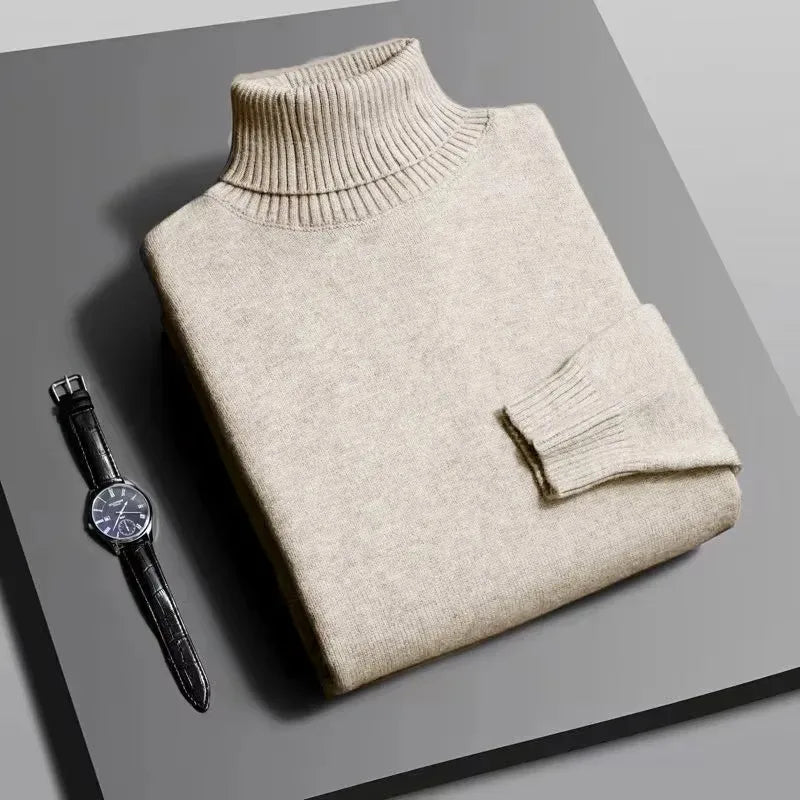 Animal Game Mens Knitwear Winter Turtleneck Sweater Slim Fit Long Sleeve Pullover Solid Trend Men Outdoor Coats Cold Blouse Man
