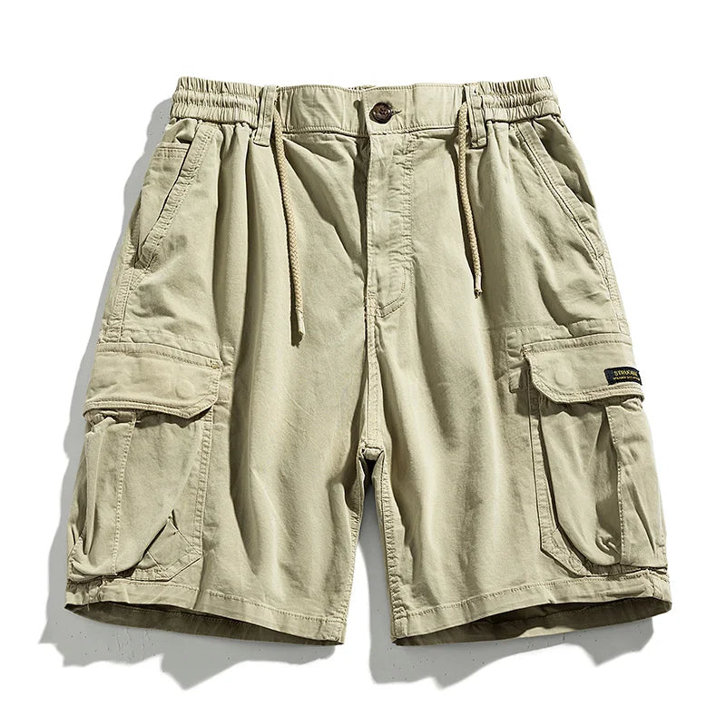 Summer Men Cargo Multi Pocket Shorts Men Casual Solid Elastic Waist Beach Short Spring Men Jogger Pants Shorts Male Dropshipping