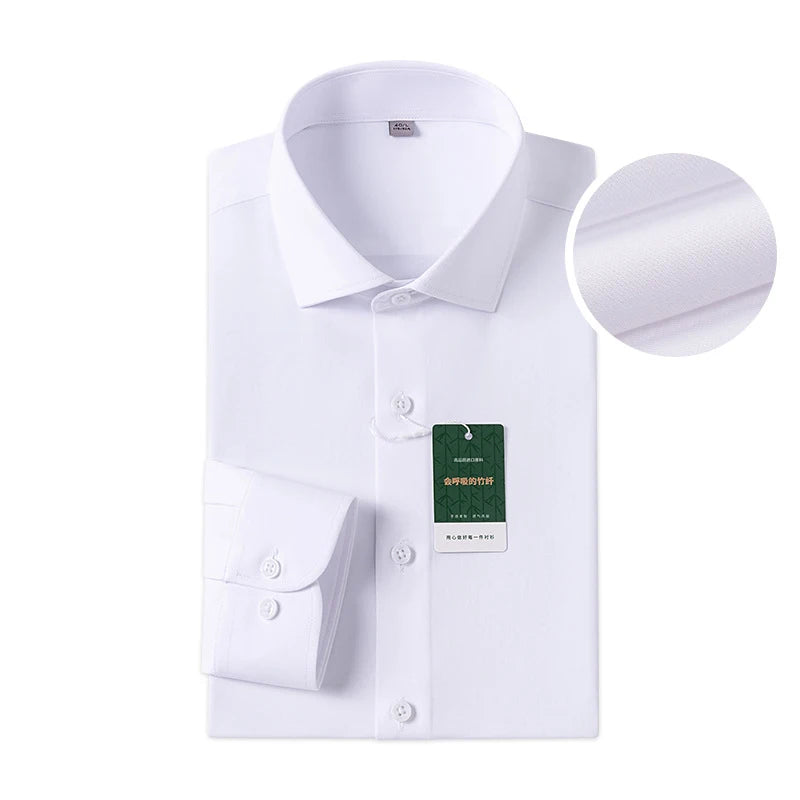 Windsor Collar Regular Cuff Dress Shirt Fashion Men's Long Sleeve Luxury Business Formal Shirts Solid Easy Care Casual Social