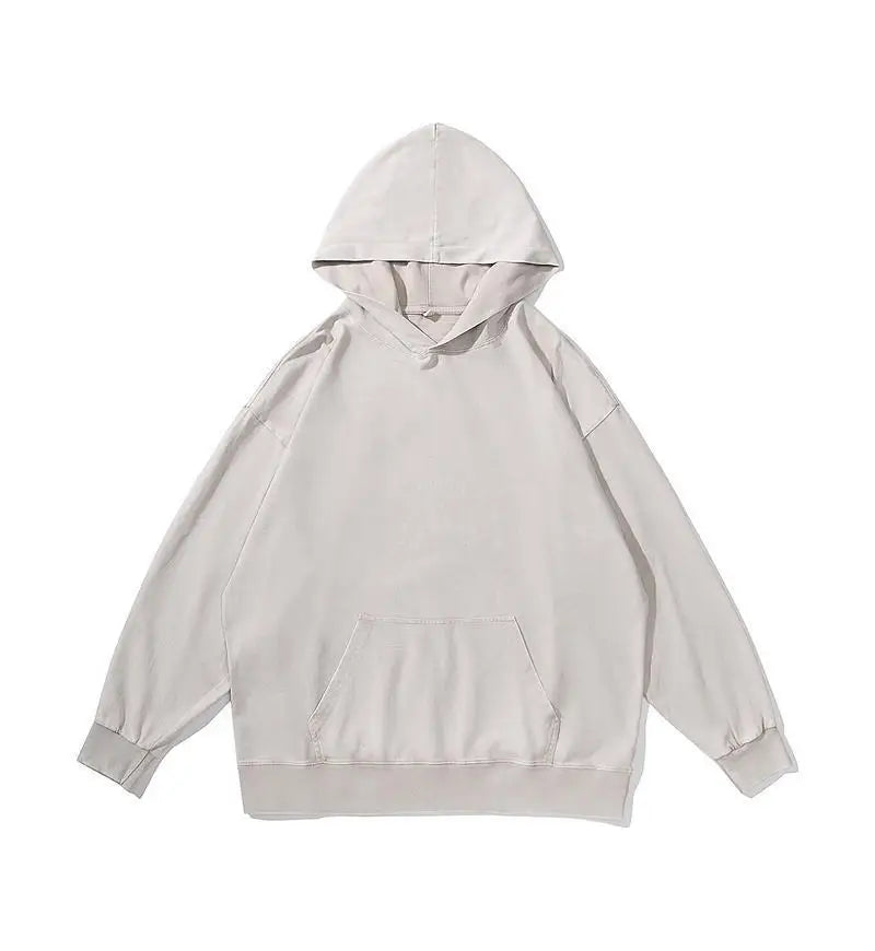 DIY Custom LOGO Cotton Washed Hoodie Zipper Sweatshirt Pants Tracksuit Men Women Retro Loose Distressed HipHop Oversized Big