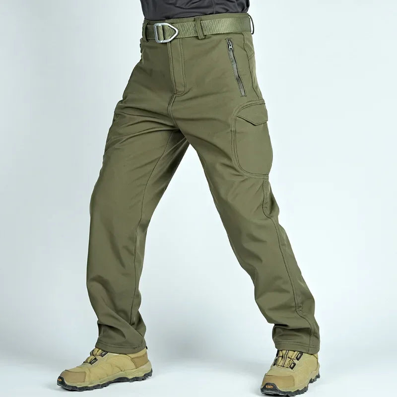 Men's Autumn Winter Softshell Elastic Camping Hiking Trekking Fishing Hunting Pants Outdoor Cycling Tactical Cargo Trousers