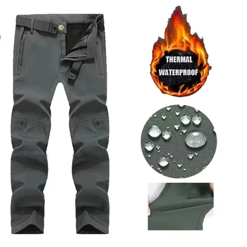 Men's Autumn Winter Softshell Elastic Camping Hiking Trekking Fishing Hunting Pants Outdoor Cycling Tactical Cargo Trousers