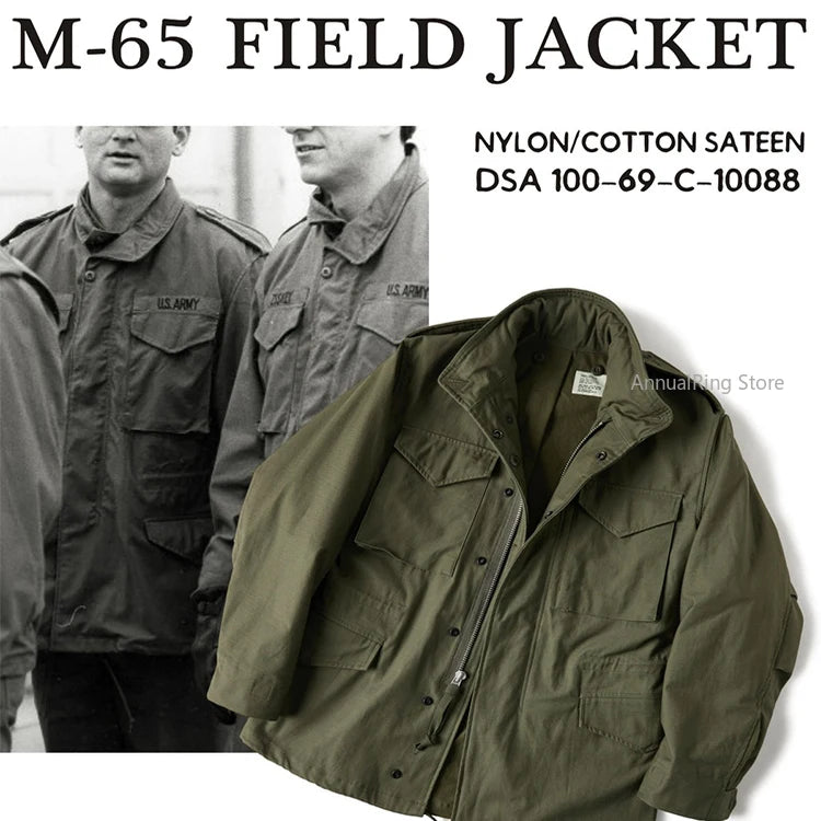 Rugged Bronson 1969 M65 Blended Satin Field Jacket M-65 Olive Green Jacket M51 Tactical Coat