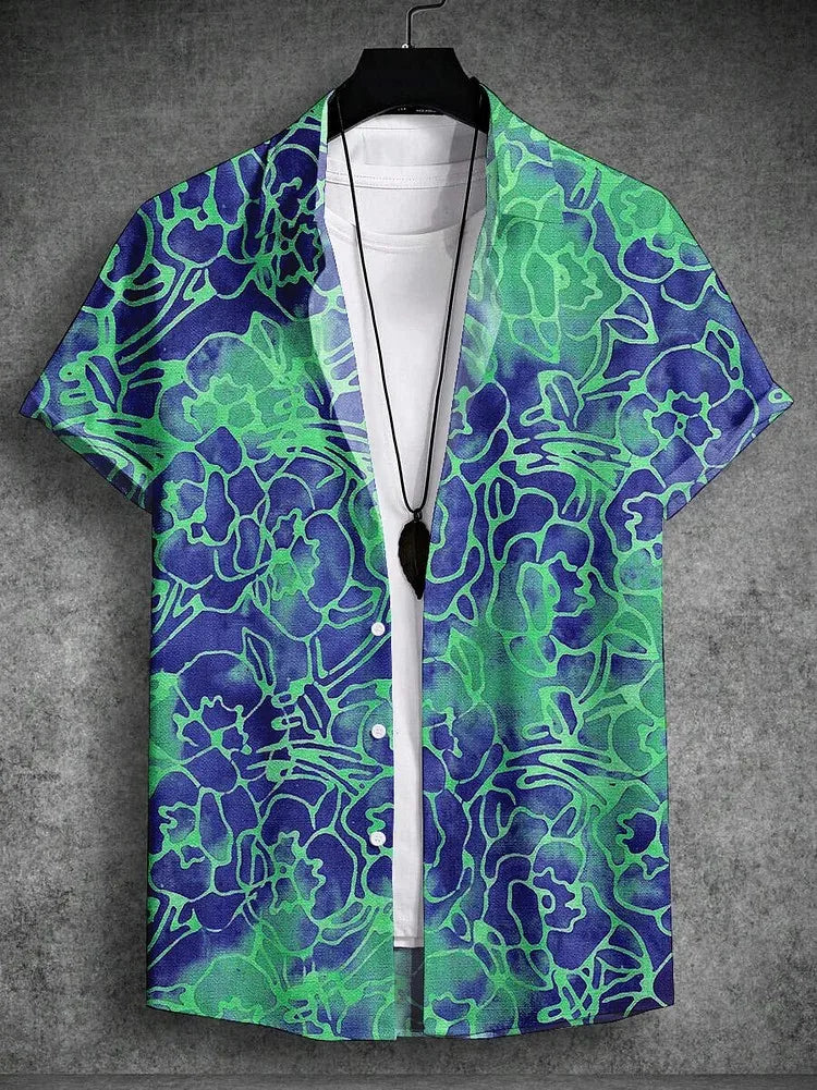 Fashion Men's Graphics Shirts Short Sleeved Button Down Lapel Shirt For Summer Oversized Tops Vacation Casual Hawaiian Shirts