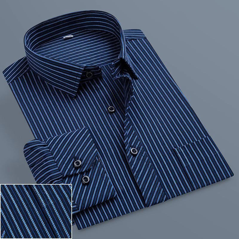 Men's Business Casual Social Shirts Oversized Plus Large Size 9XL Long Sleeve Classic Plaid Striped Brand Dress Shirts GOZBKF