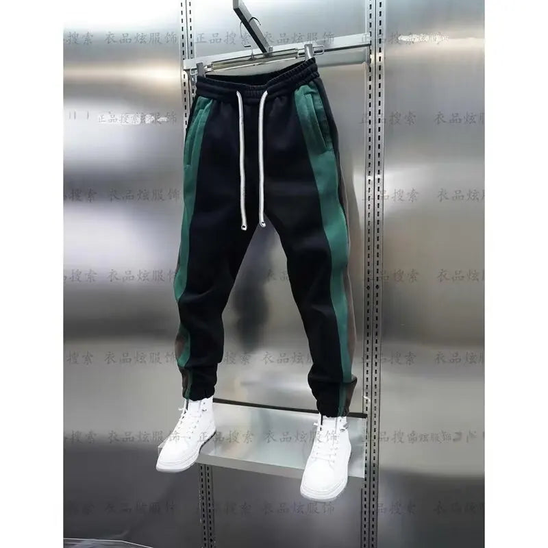 Man Sweatpant Striped Stitching Casual Harem Pants Jogger Trousers Luxury Brand Men's Clothing Elastic Waist Sweatpants Men