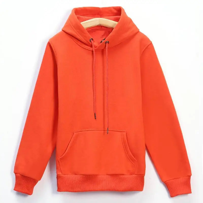 Customized LOGO Sweatshirt Warm Drawstring Men Hoodie for Daily Wear Autumn Winter Solid Color Ribbed Cuff for Daily Wear