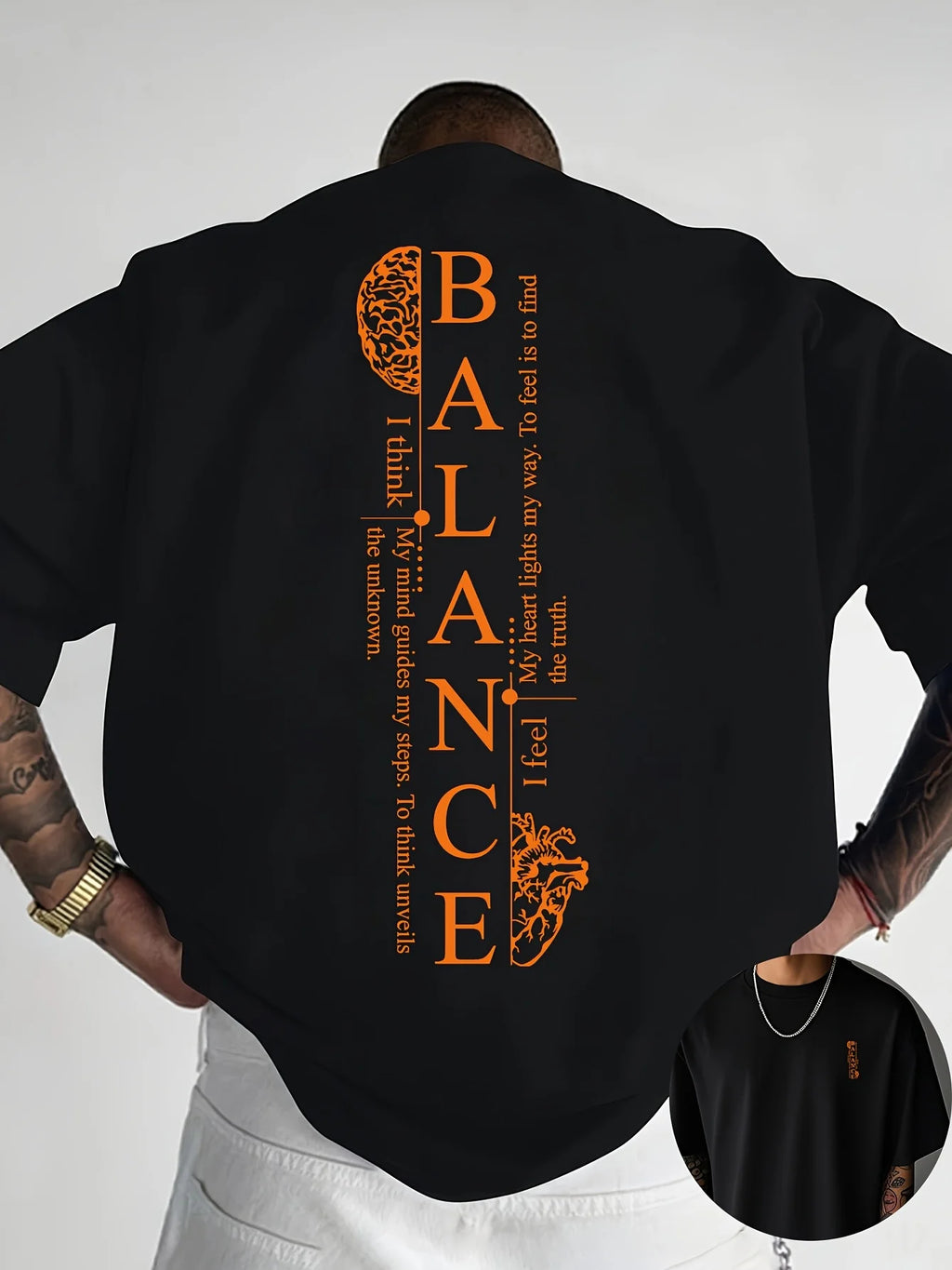Vertical Red Balance Typography Print on Premium Soft 100% Cotton Mens T shirt Perfect for Summer Streetwear and Casual Vibe