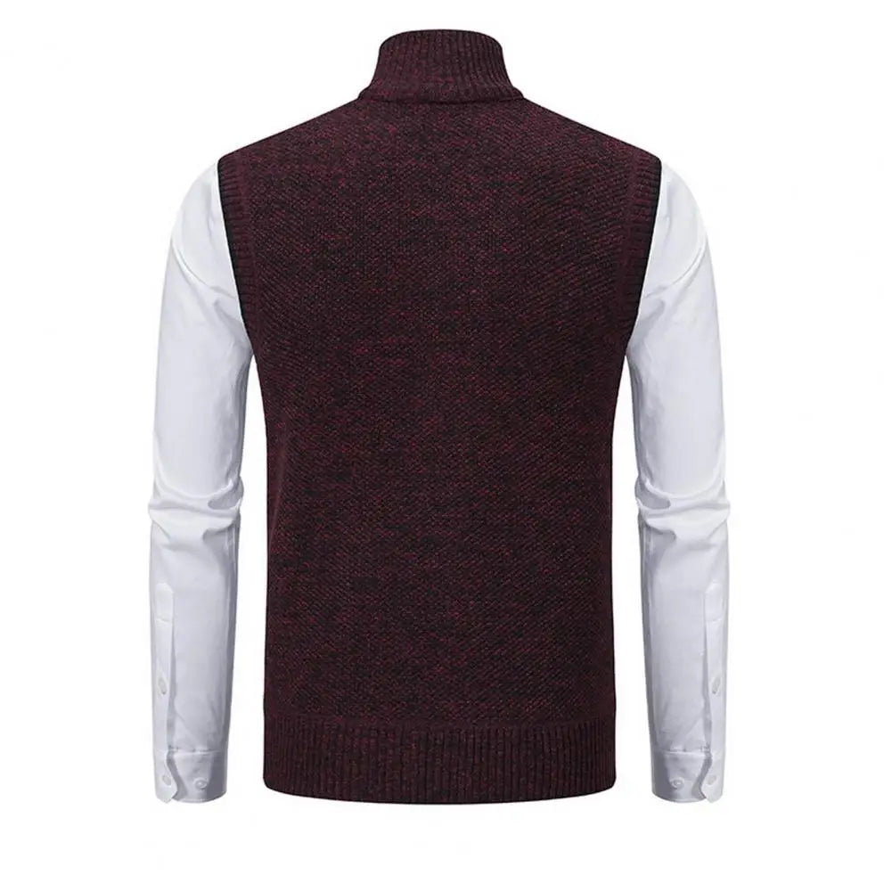 Stylish Zipper Design Sweater Vest Men Sweater Vest Stylish Men's Knitted Zipper Sweater Vest Stand Collar Sleeveless for Work