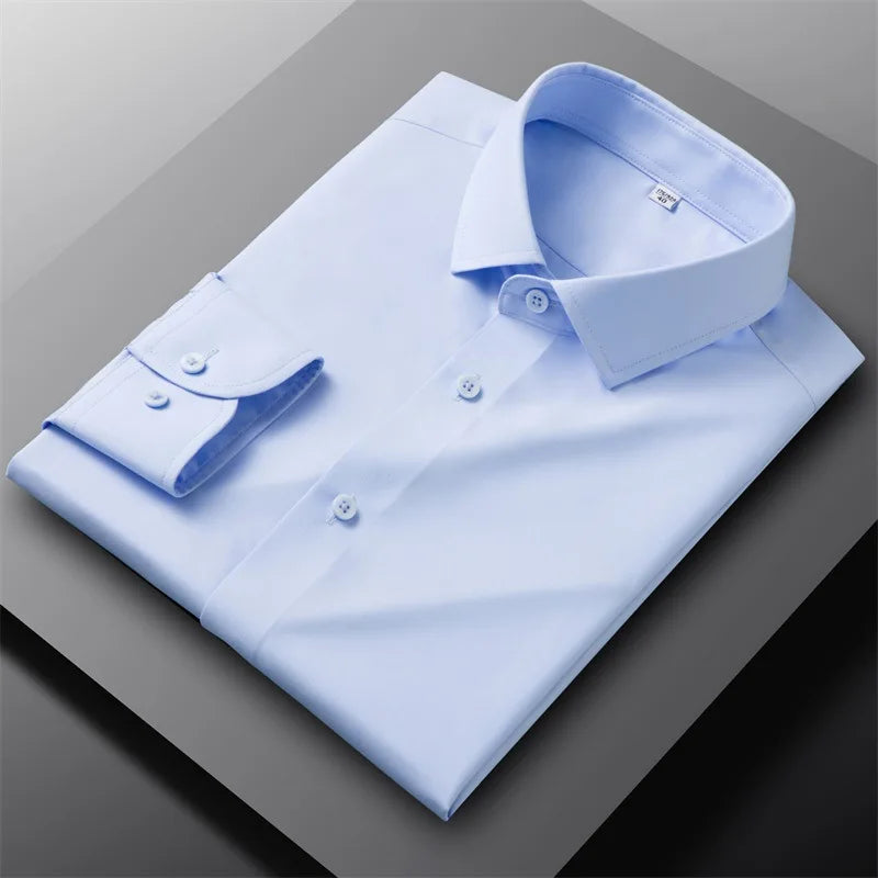 8XL Mens Shirts Long Sleeve Big Sizes Anti-wrinkle Business Men Shirt Long Sleeves Dress Shirts For Men Slim Fit Camisa Social
