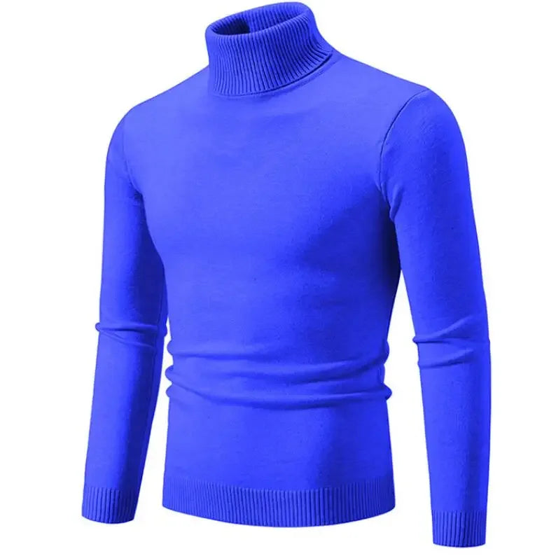 2024 Men's High Neck Sweater Solid Color Pullover Autumn And Winter Turtleneck Warm Bottoming Shirt Casual Woolen Sweater 5XL-M