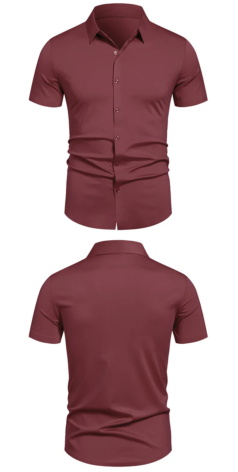 Men's Stretch Shirt Wrinkle Free Dress Shirts Regular Fit Short Sleeve Stretch Business Casual Button Down Shirts