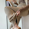 Pregnant Women's Pants Autumn Winter Maternity Knitted Pit Stripe Straight Leg Wide Leg Pants Casual Floor Pants Youth Pregnancy