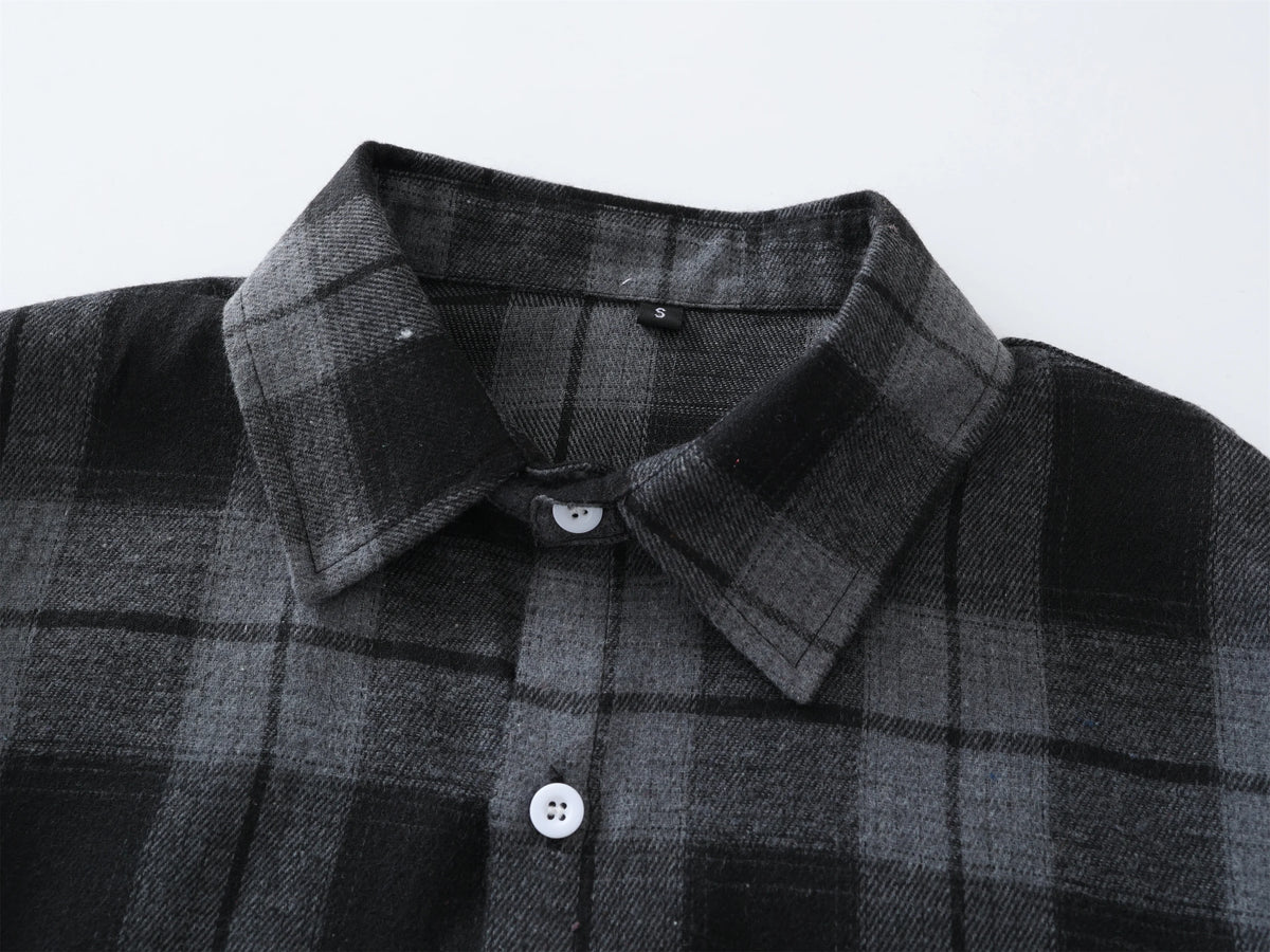 Euro Size Plaid Shirt Flannel Black Checkered Shirt Men Shirts Long Sleeve Button Down Chemise Homme Male Check Shirts
