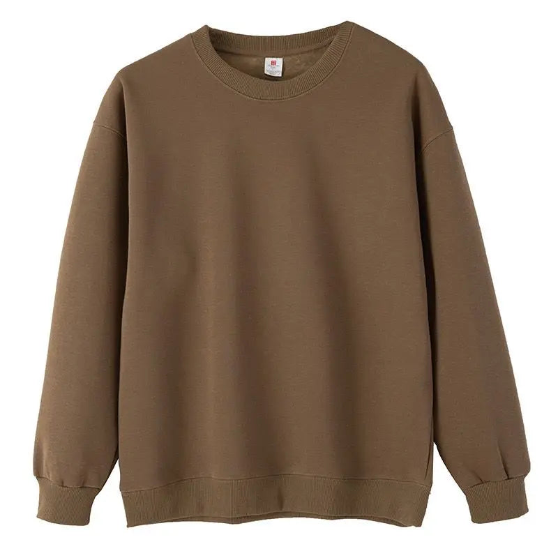 600GSM Heavyweight Plush Fleece Thickened Sweatshirt Unisex Solid O-Neck Pullover Oversized Autumn Winter Vintage Sweatshirts