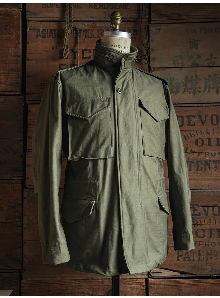 Rugged Bronson 1969 M65 Blended Satin Field Jacket M-65 Olive Green Jacket M51 Tactical Coat