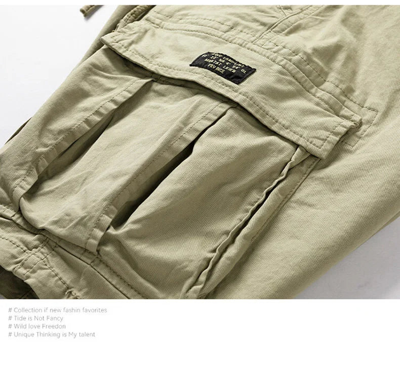 Summer Men Cargo Multi Pocket Shorts Men Casual Solid Elastic Waist Beach Short Spring Men Jogger Pants Shorts Male Dropshipping