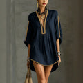 Fashion Summer Dresses For Women Batwing Sleeve Loose Party Short Dress Women Sexy Deep V Neck Bohemian Dress
