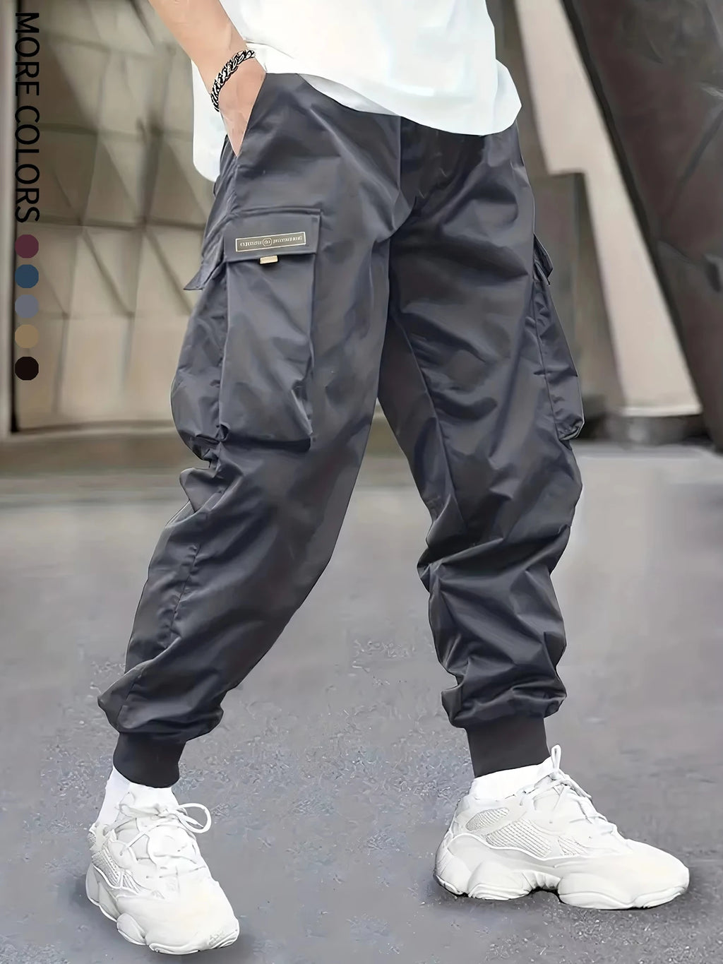 Men's Cargo Pants, Casual, Sporty, Outdoor, Large Pockets, Lightweight, Legging, Cropped Slacks 06B