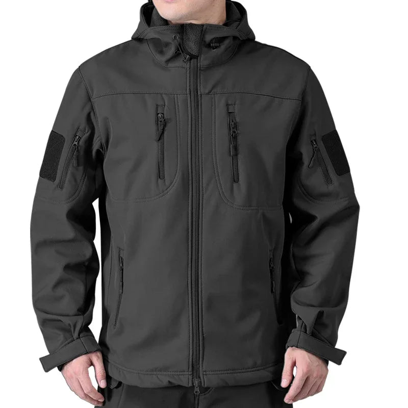 Autumn Winter Mens Army Tactical Jackets Men Softshell Warm Waterproof Action Jacket Men Mountain Ski Windbreaker Hooded Coats