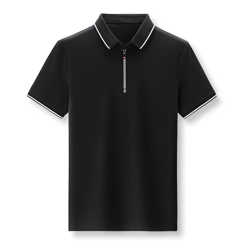 New Men's Casual and Fashionable Solid Color Short Sleeved Polo Shirt