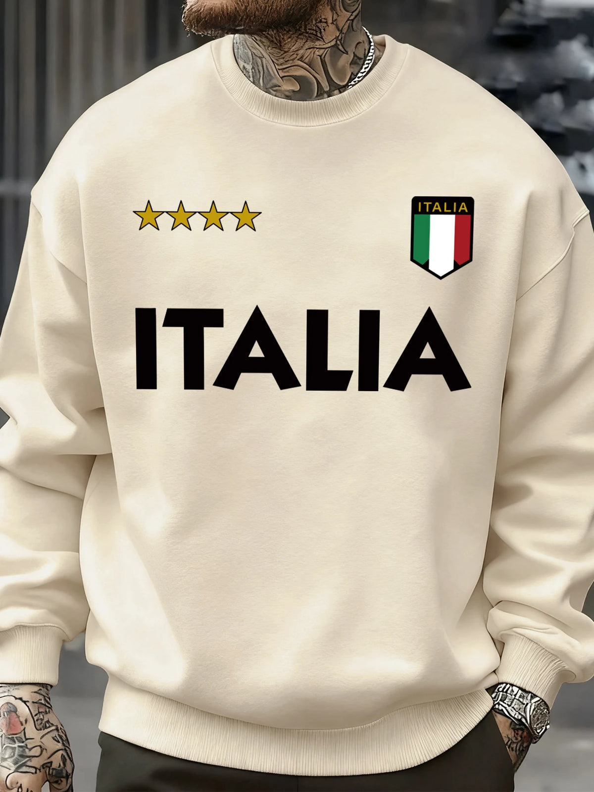 Italia Italian Flag Design Sweatshirt Men Autumn Oversize Sportswear Pullovers Street Fashion Clothing Casual Vintage Tops