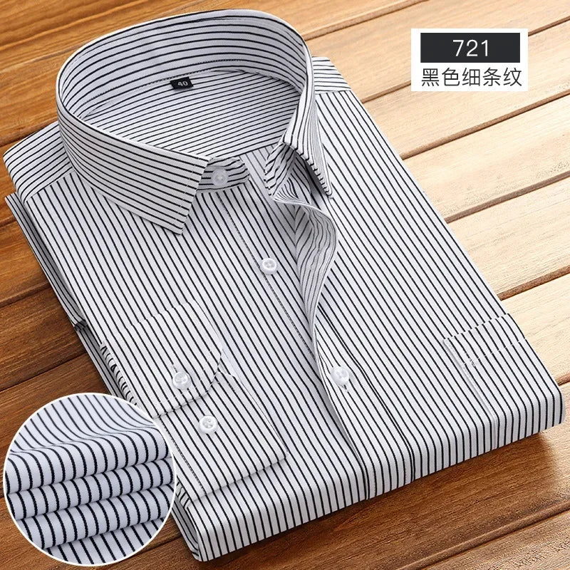 2026 Men's Long Sleeve Cotton Shirt Striped Design Spring Autumn Business Formal Dress Shirts for Men Party Wedding Shirts Male