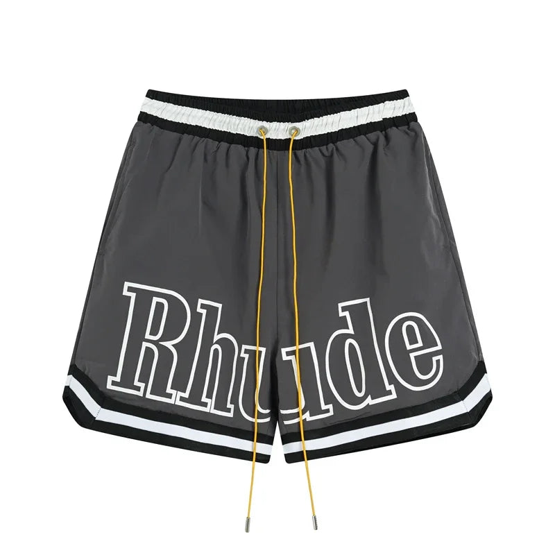 American Style Trendy Rhude Casual Shorts Loose Breathable Multi-color Mesh Beach Sports Shorts