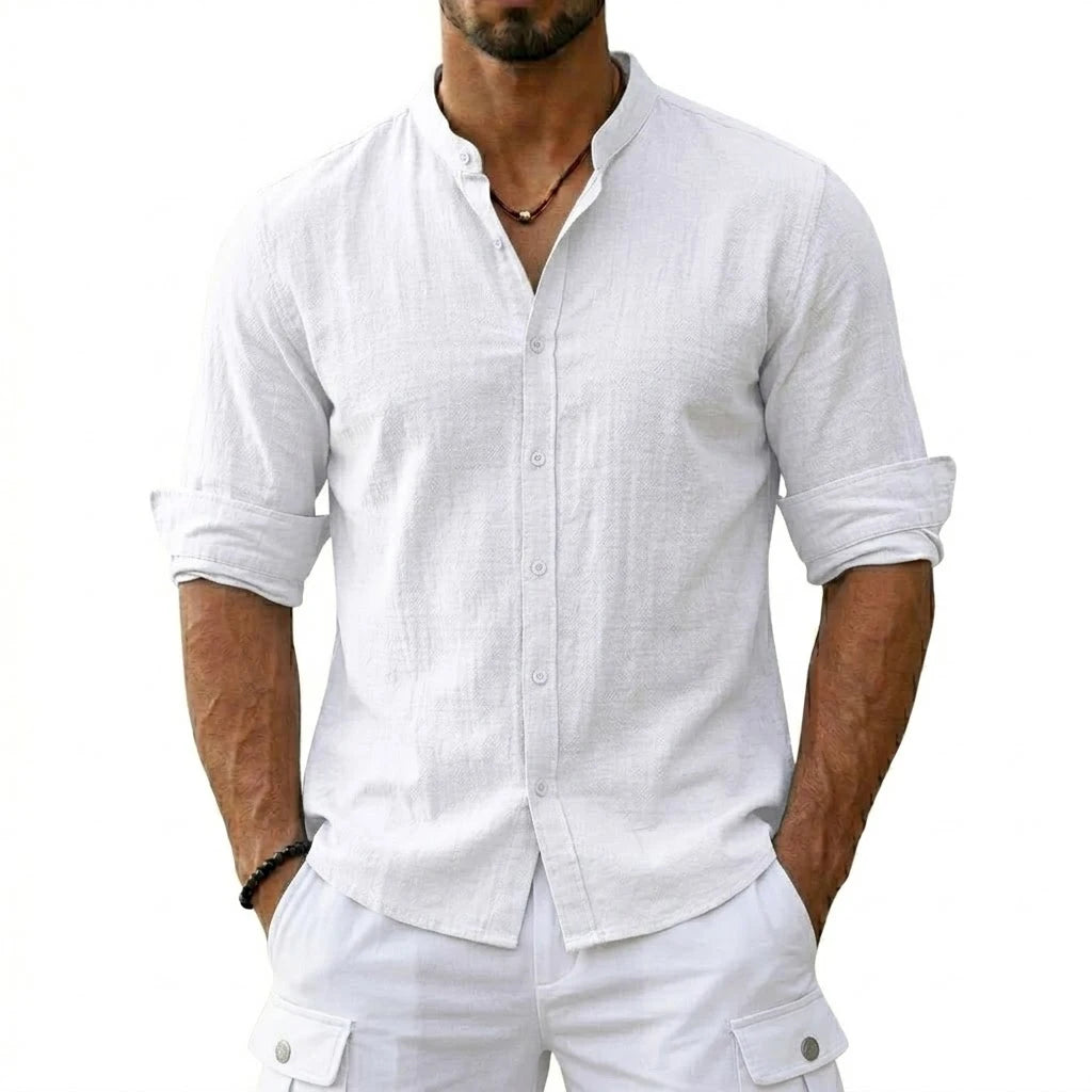 New Men's Cotton Linen Shirts for Men Casual Luxury Hawaiian Shirts Lightweight Long Sleeve Henley Beach Shirts T-Shirts for Men