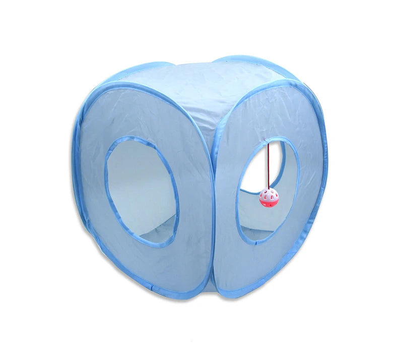 Cat Toys Gray 3-Way Foldable Pet Cat Tunnel Tube Toy Kitten Tunnel Toy with Peep Hole Pet Training Interactive Toy Tunnel Tube