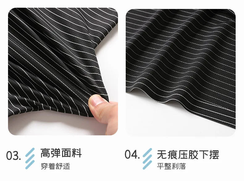 Men's Polo Shirt Summer New Lapel Men's Short Sleeve Polo Shirt Striped Ice Silk Business Casual Men's Polo Shirt M-6XL 7XL 8XL