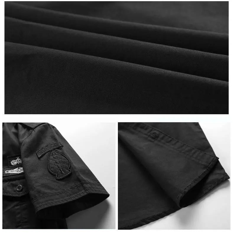New Summer Men Short Sleeved Tooling Shirts Male Outdoor Multi Pockets Cargo Shirts Quality Men Cotton Casual Shirts Size 6XL