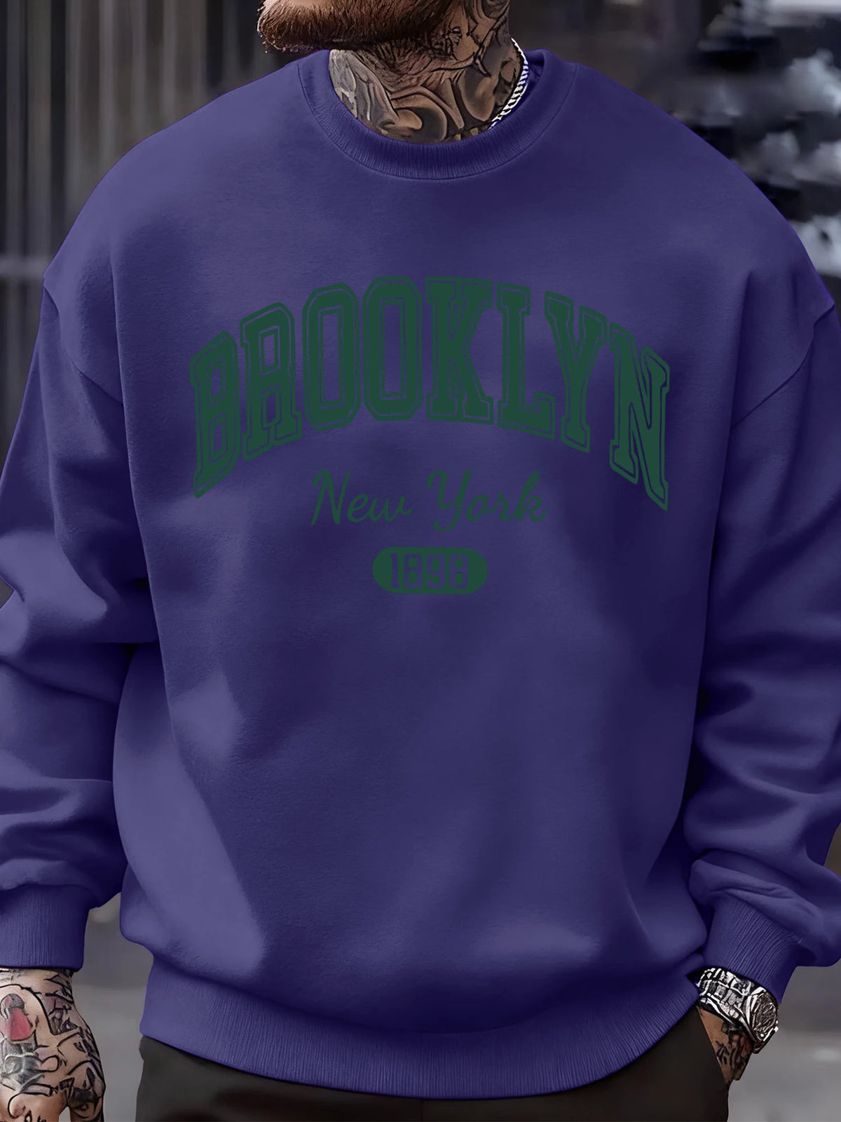 Brooklyn New York 1898 Prints Sweatshirt Autumn Man Clothes Fleece Fashion Pullover Casual Crewneck Sportswear Loose Soft Top