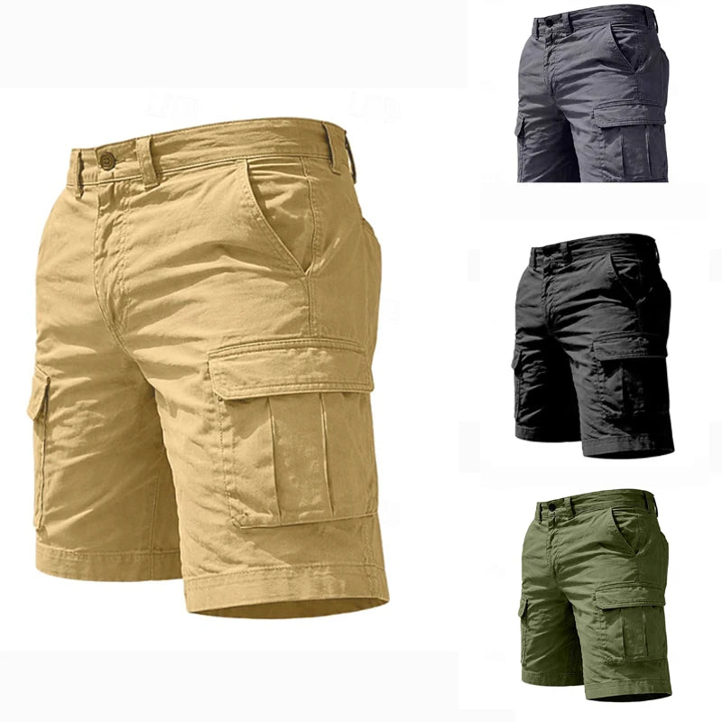 Summer Casual Cargo Shorts Men's Jogging Climbing Sports Short Elastic Waist Solid Color Male Jogger Work Hiking Shorts