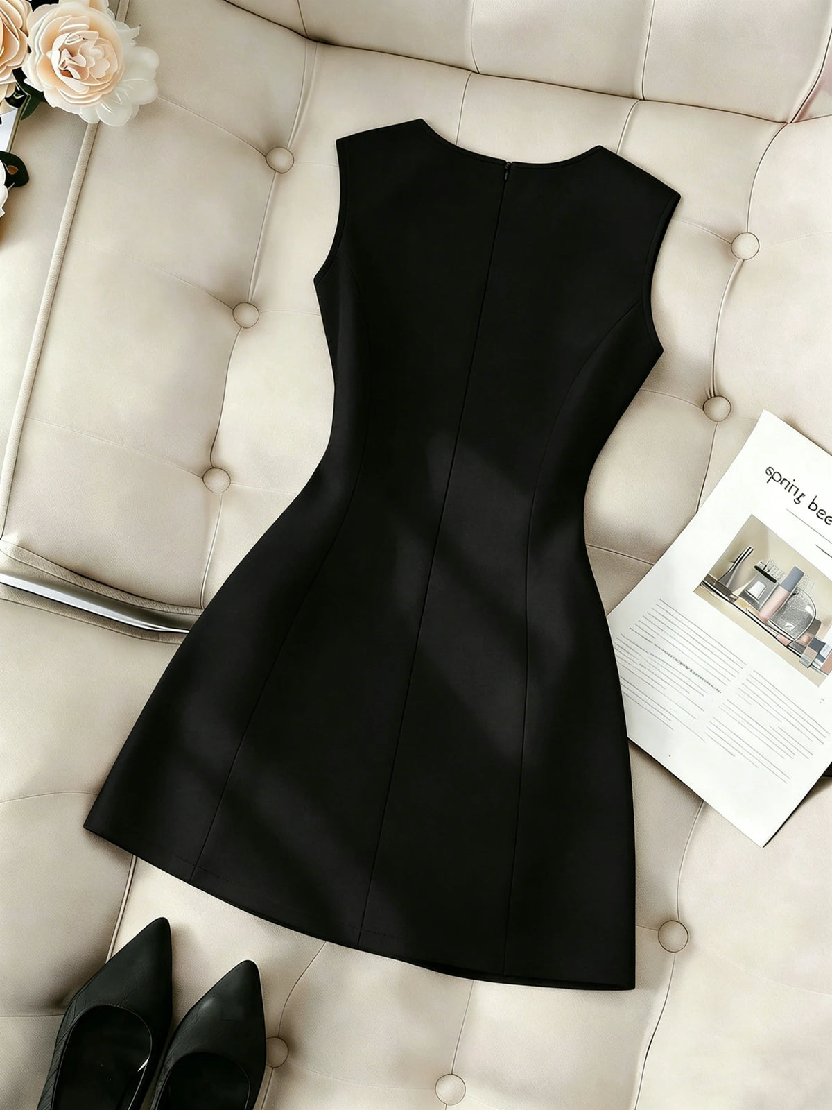 Elegant Lady's Dress with Simple Bow Design Sophisticated Minimalist Gown for Women