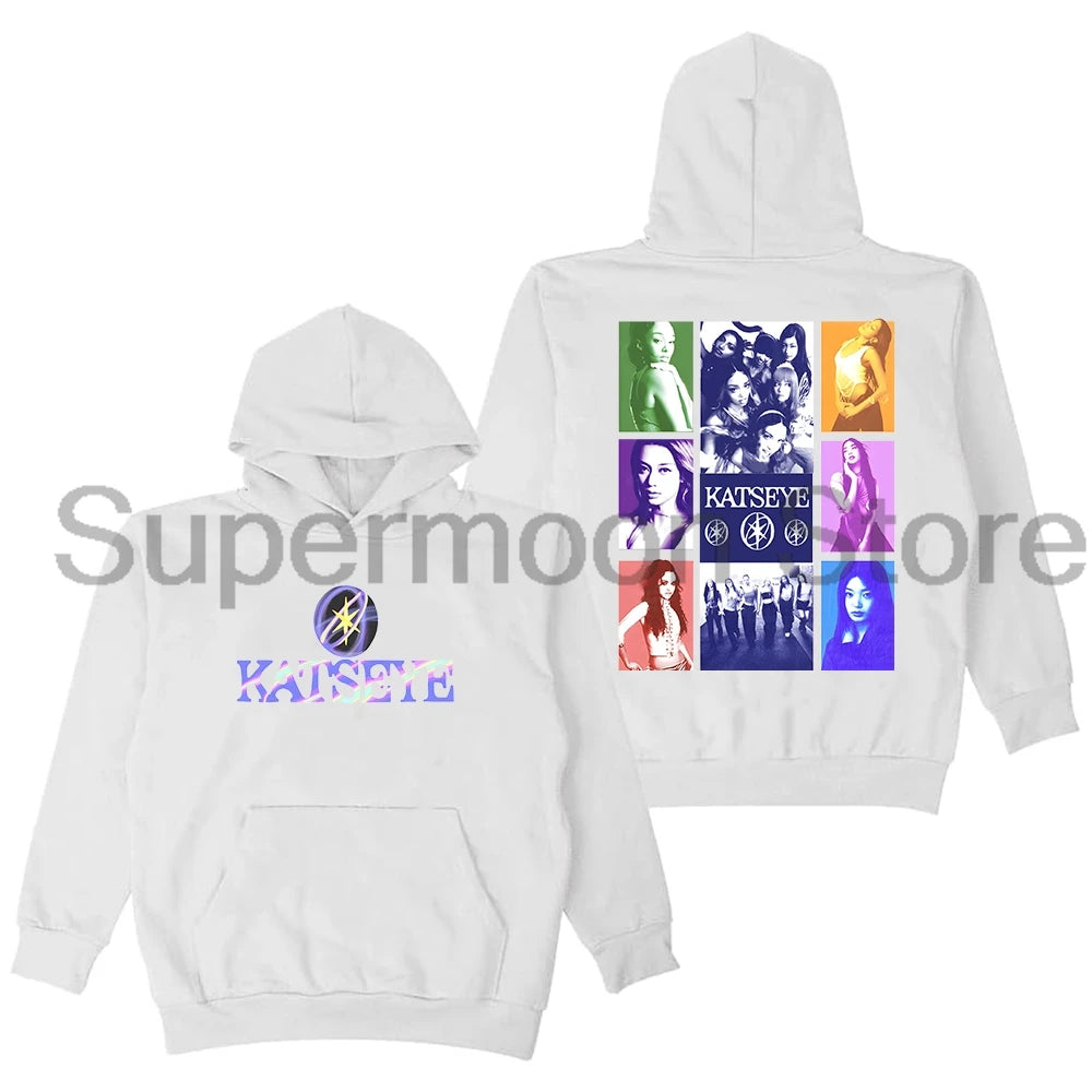 Kpop Katseye Merch Hoodie 2025 Beautiful Chaos Tour Long Sleeve Streetwear Men Women Hooded Sweatshirts