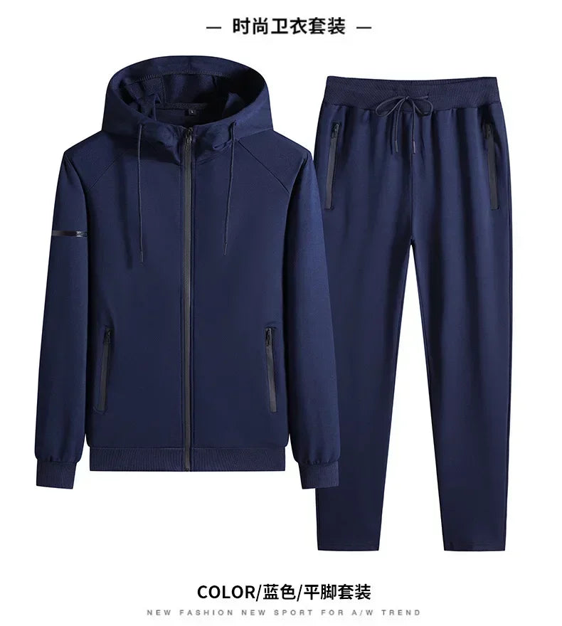 Plus Size tracksuits Men Sportswear Sets New Spring Autumn Clothing Hooded Pants Suit Male 2 Pieces Sweatshirt + Sweatpants 8XL