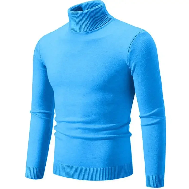 2024 Men's High Neck Sweater Solid Color Pullover Autumn And Winter Turtleneck Warm Bottoming Shirt Casual Woolen Sweater 5XL-M