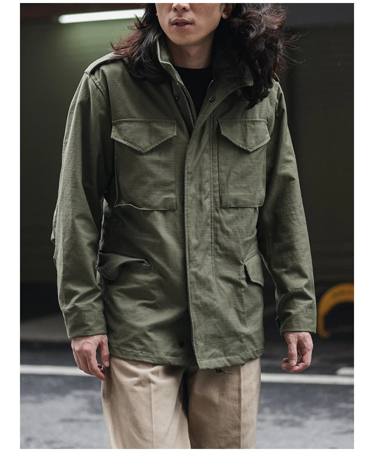 Rugged Bronson 1969 M65 Blended Satin Field Jacket M-65 Olive Green Jacket M51 Tactical Coat