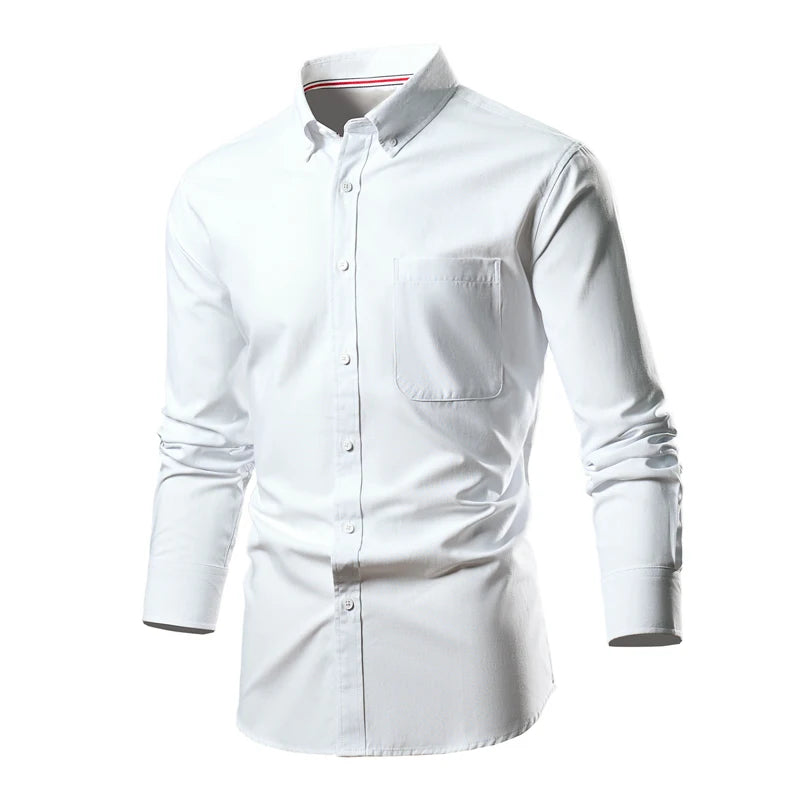 Button Down Collar Men's Long Sleeve Shirt, Single Breasted Shirts, Blue Black Gray Green Yellow Red Top Men Camisa M-5XL 6XL